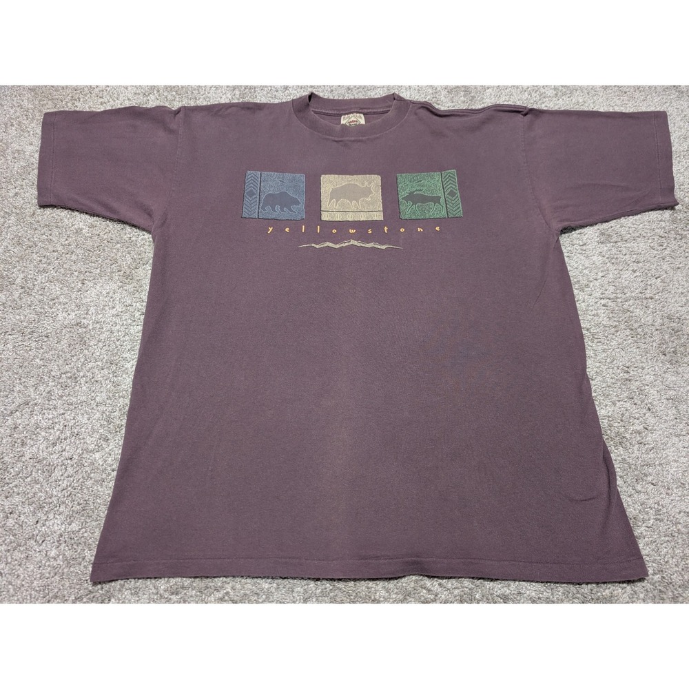 Prairie Mountain T Shirt Mens XL Purple Yellowstone National Park VTG 90s USA